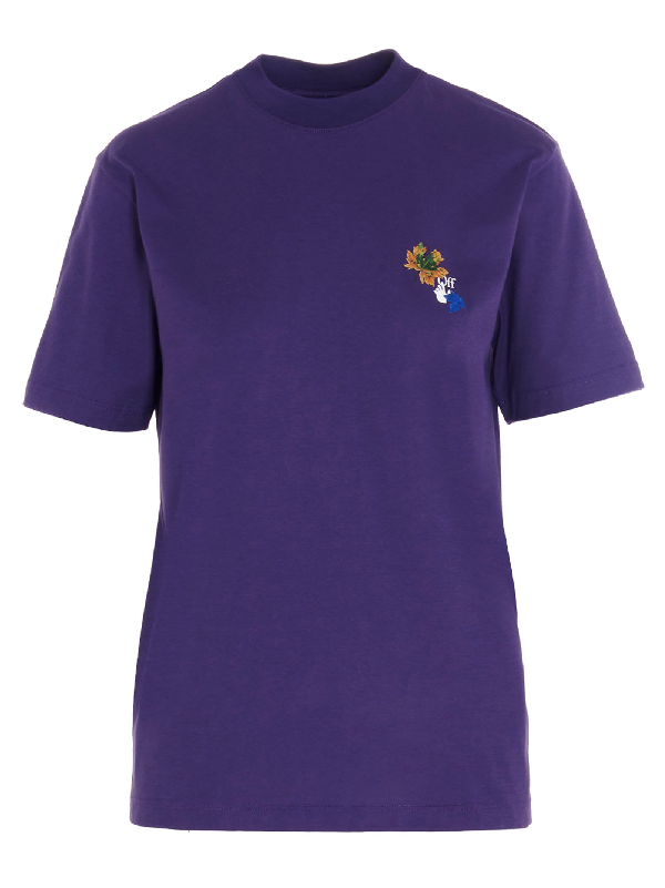 Off-white Leaves Arrow Print T-shirt In Purple | ModeSens