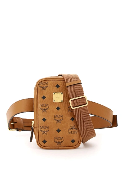 Shop Mcm Klassik Visetos Mini Belt Bag In Cognac (brown)
