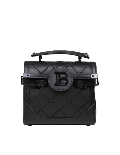 Shop Balmain B-buzz 23 Bag In Quilted Leather Color Black