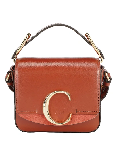 Shop Chloé Mini C Bag In Sepia Brown