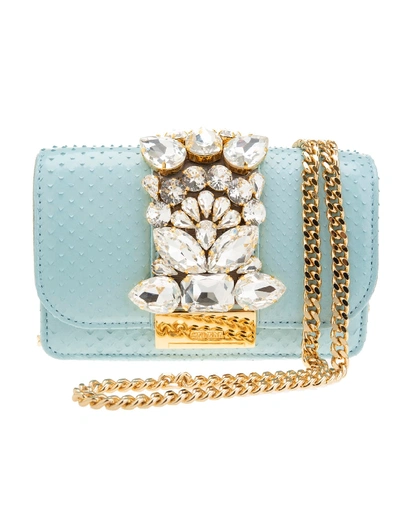 Shop Gedebe Light Blue Mini Cliky Python Bag