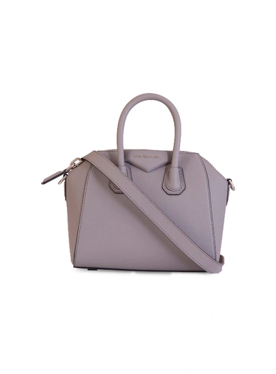 Shop Givenchy Mini Antigona Grain Leather Bag In Grigio