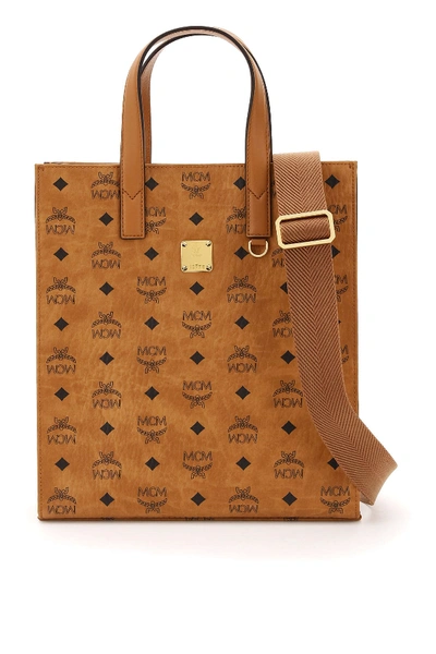 Shop Mcm Klassik Visetos Tote Bag In Cognac (brown)