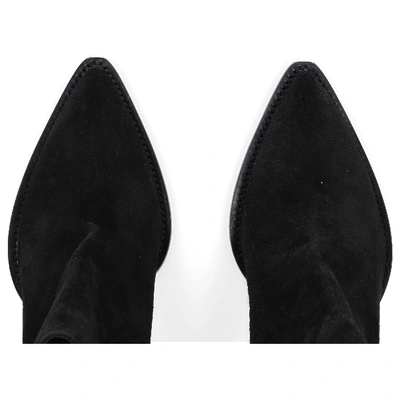 Shop Saint Laurent Ankle Boots Theo Suede In Black