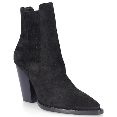 Shop Saint Laurent Ankle Boots Theo Suede In Black
