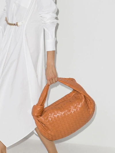 Shop Bottega Veneta Jodie Leather Shoulder Bag In Brown