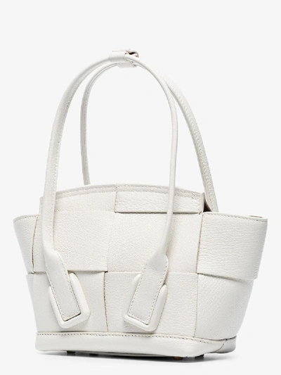Shop Bottega Veneta Arco 29 Leather Handbag In White