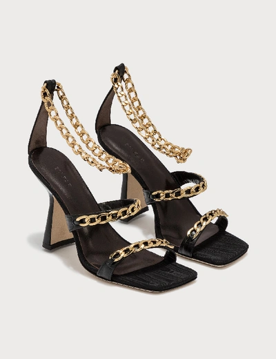 Shop By Far Gina Black Creased Leather Sandal