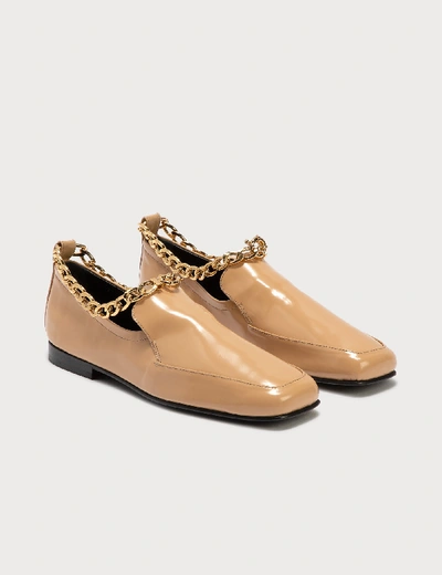 Shop By Far Nick Cream Semi Patent Leather Loafer In Beige