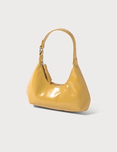 Shop By Far Baby Amber Yellow Semi Patent Leather Bag In Beige