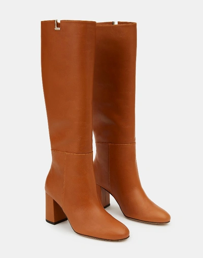 Shop Lafayette 148 Leather Vale Kneehigh Icon Bootcopper In Copper