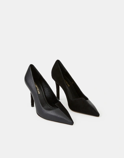 Shop Lafayette 148 Suede & Leather Marilyn Asymmetric Heel-black-38-b