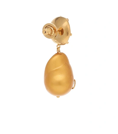 Shop Valentino Vlogo Drop Earrings With Crystals And Resin Pearls In Gold
