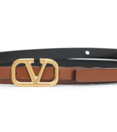 Shop Valentino Vlogo Reversible Leather Belt In Blue