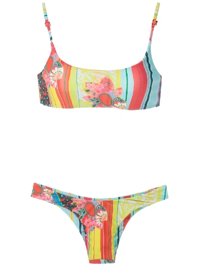Shop Amir Slama Printed Bikini Set In Multicolour