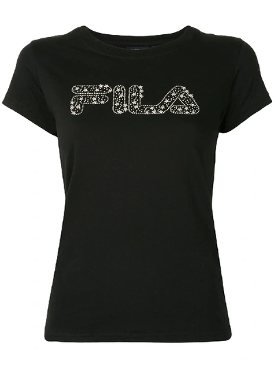 Shop Fila Studded Logo Slim Fit T-shirt In Black