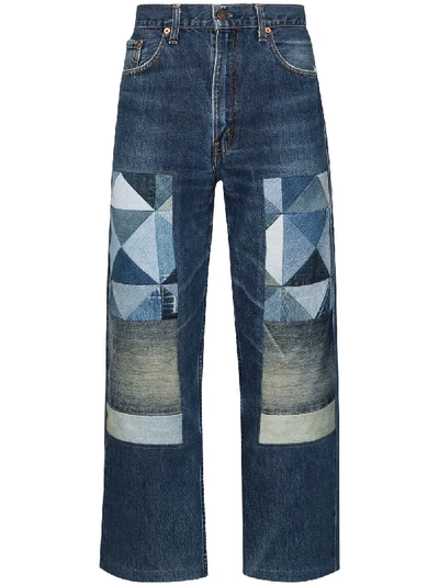 Shop Children Of The Discordance Straight-leg Patchwork Jeans In Blue