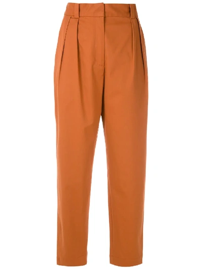 Shop Andrea Marques Tapered-hose Mit Bundfalten In Brown