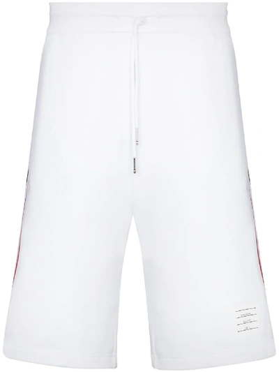 Shop Thom Browne Side-stripe Track Shorts In White