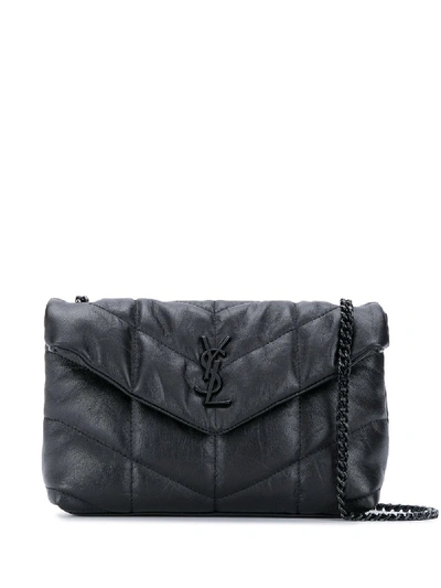 Shop Saint Laurent Monogram Crossbody Bag In Black