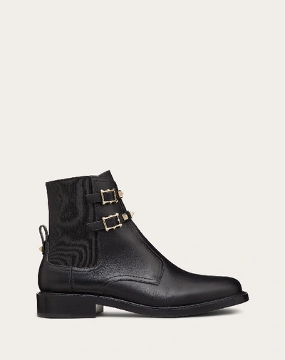 Shop Valentino Garavani Rockstud Calfskin Ankle Boot 20 Mm In Black