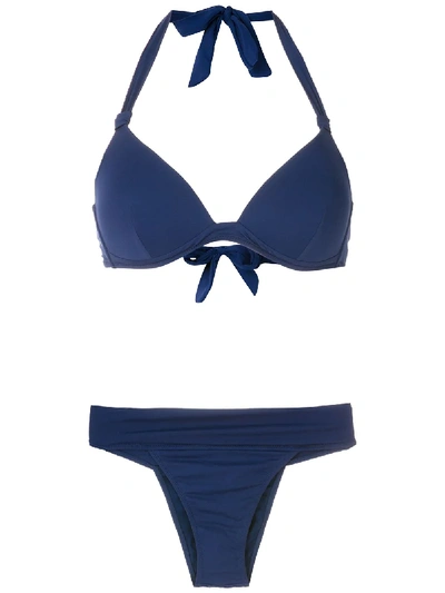 Shop Amir Slama Triangle Top Bikini Set In Blue