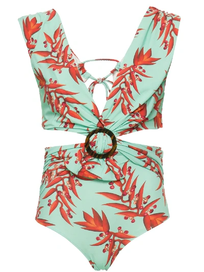 Shop Patbo Floral-print Cut-out Swimsuit In Blue