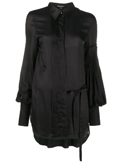 Shop Ann Demeulemeester Pleated Longline Shirt In Black