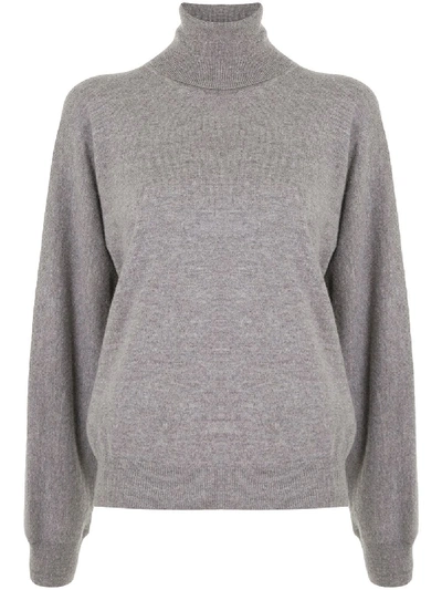 Shop Maison Margiela Four-stitch Detail Turtleneck Jumper In Grey