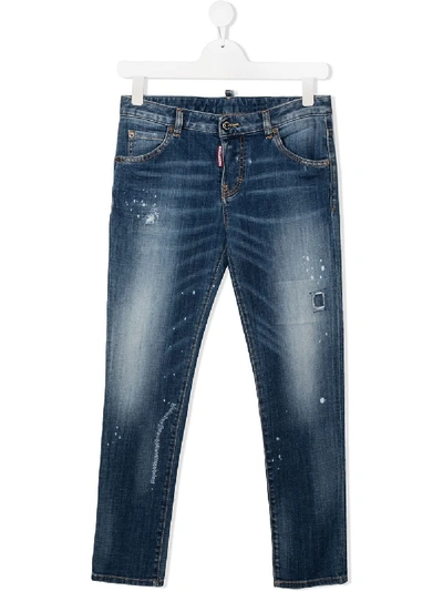 Shop Dsquared2 Teen Cool Girl Stonewashed Jeans In Blue