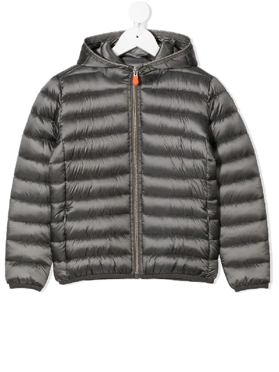 Shop Save The Duck Padded Zip Coat In Grey