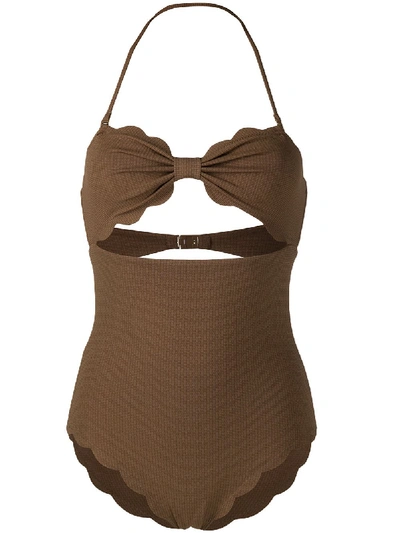 Shop Marysia Antibes Scalloped Edge One Piece In Brown