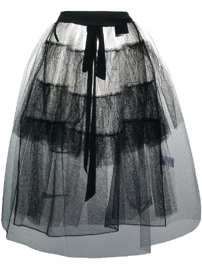 Shop Simone Rocha Sheer Ruffled Apron Skirt In Black