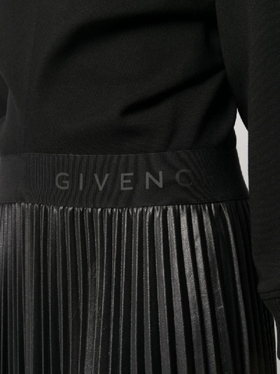 Shop Givenchy Logo-waistband Pleated Dress In Black