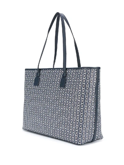 Shop Tory Burch Monogram Print Tote Bag In Blue