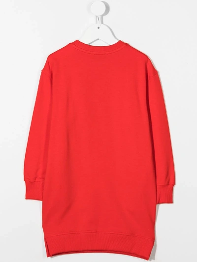 Shop Moschino Teddy Bear Sweatshirt Dress In Red