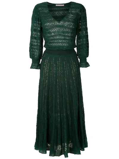 Shop Cecilia Prado Knitted Melody Midi Dress In Green
