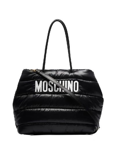 Shop Moschino Puffer Logo Bag In Black