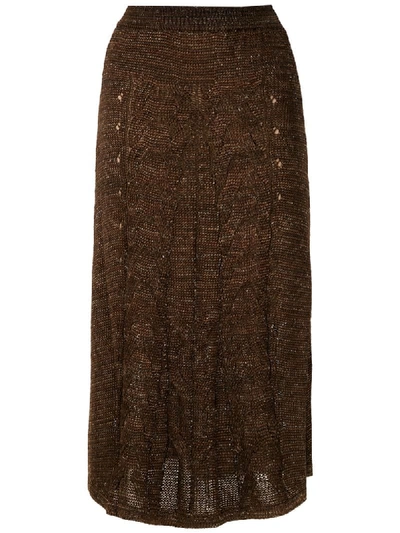 Shop Cecilia Prado Knitted Marie Midi Skirt In Brown