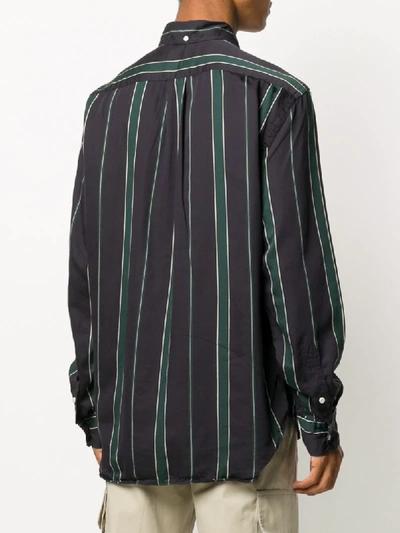 Shop Gitman Vintage Bowling Stripes Print Shirt In Black