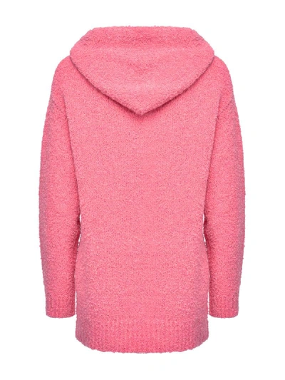 Shop Pinko Textured Long Hoodie In Pink