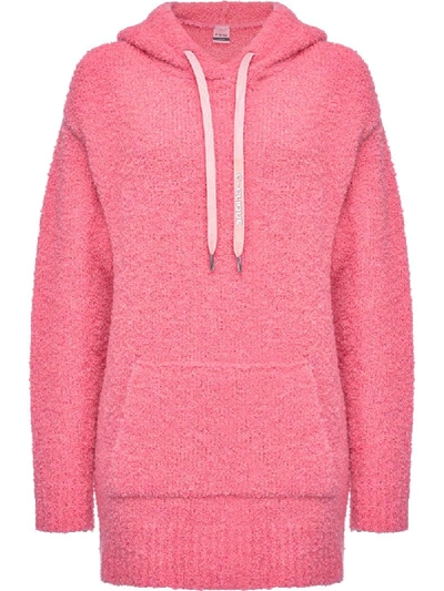 Shop Pinko Textured Long Hoodie In Pink