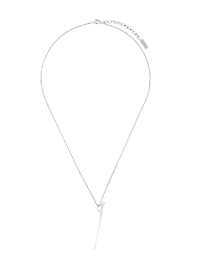 Shop Saint Laurent Nail Pendant Necklace In Silver