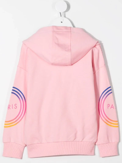 Shop Kenzo Logo Print Zip Hoodie In Pink