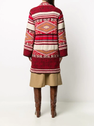 Shop Etro Patterned-knit Cardigan In Red