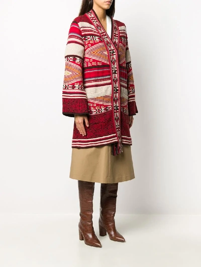 Shop Etro Patterned-knit Cardigan In Red