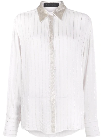 Shop Christian Pellizzari Beaded Long-sleeved Shirt In White