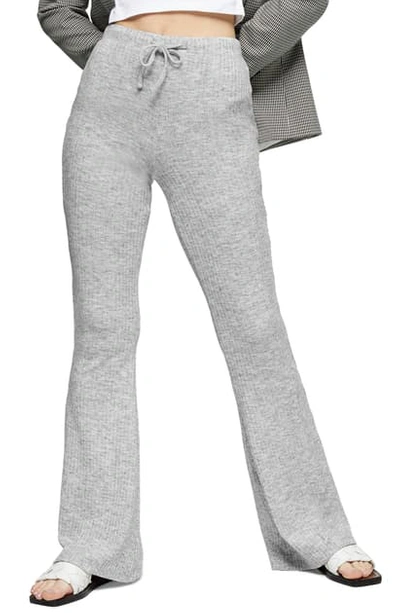 Shop Topshop Rib Flare Sweatpants In Grey