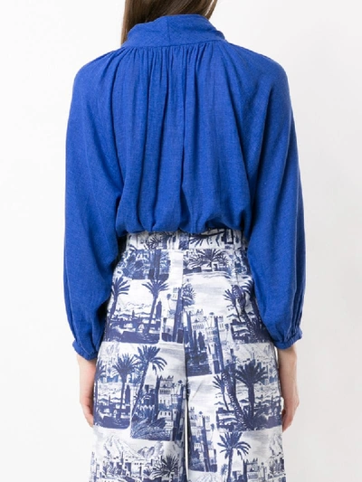 Shop Andrea Marques Raglan Sleeves Bodysuit In Blue