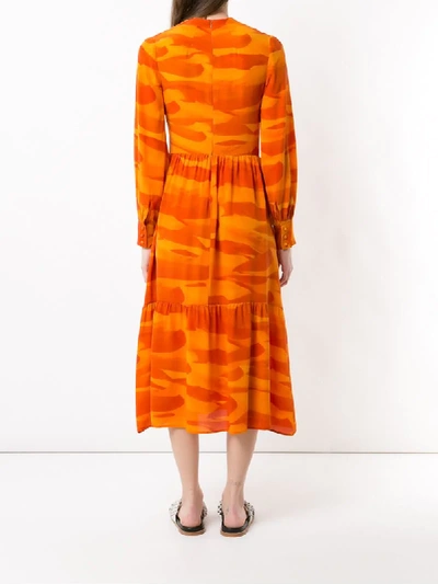 Shop Andrea Marques Silk V-neck Dress In Orange